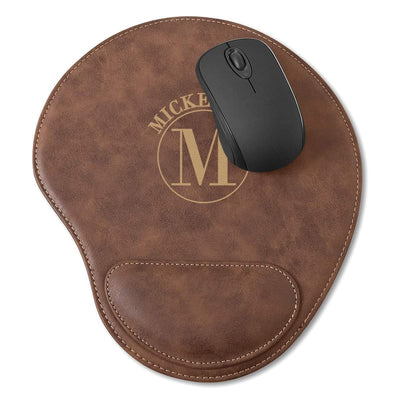 Rustic Faux Leather Personalized Mouse Pad - Circle - JDS