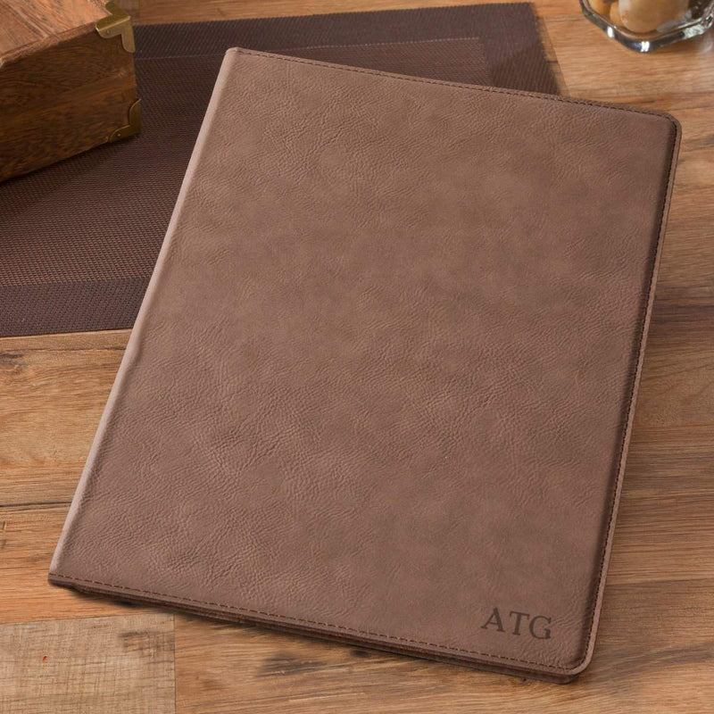 Personalized Mocha Portfolio with Notepad - Blind - JDS