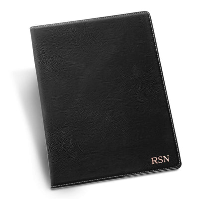 Personalized Black Portfolio with Notepad - RoseGold - JDS