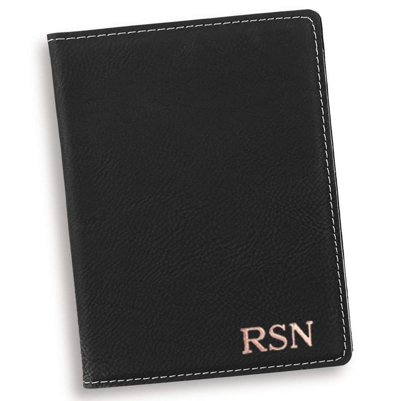 Personalized Black Passport Holder - Silver - JDS