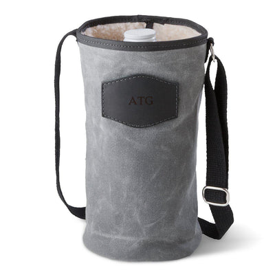 Personalized Growler Carrier – Waxed Canvas – Charcoal - Blind - JDS