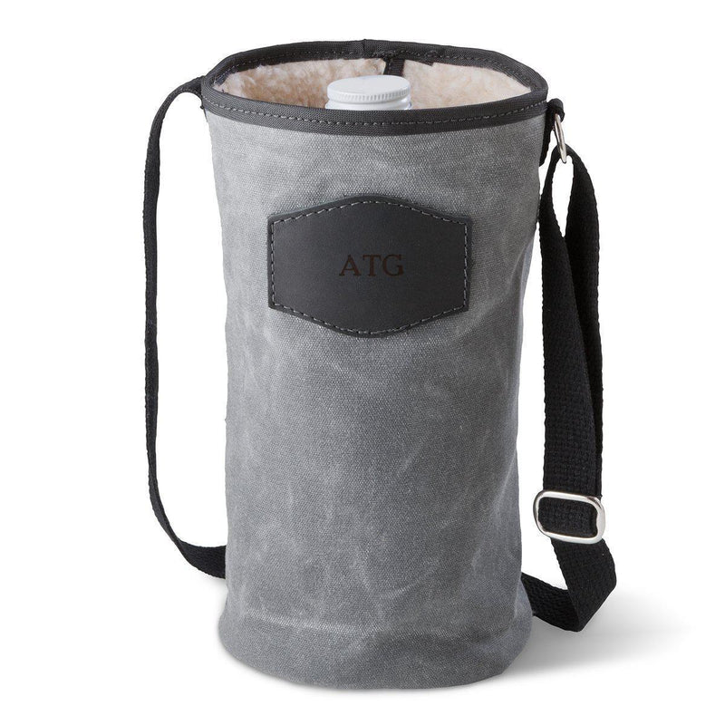 Personalized Growler Carrier – Waxed Canvas – Charcoal - Blind - JDS