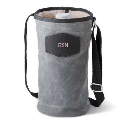 Personalized Growler Carrier – Waxed Canvas – Charcoal - RoseGold - JDS
