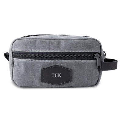 Personalized Men's Travel Bag - Waxed Canvas – Charcoal - Silver - JDS