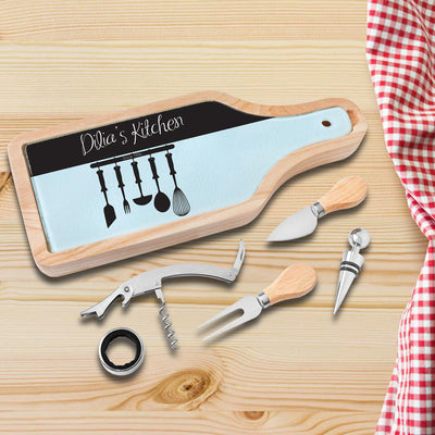 Personalized Glass Cutting Board - Cheese and Wine Tool Set - Utensils - JDS
