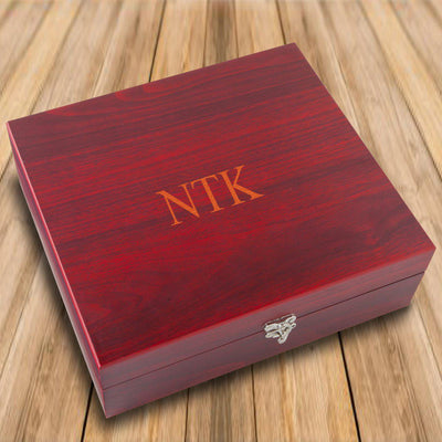 Personalized Elegant Rosewood Flask & Card Set - 3Initials - JDS