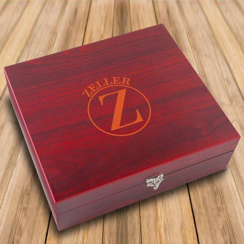 Personalized Elegant Rosewood Flask & Card Set - Circle - JDS