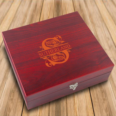 Personalized Elegant Rosewood Flask & Card Set - Filigree - JDS