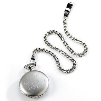 Personalized Silver Brushed Pocket Watch - - JDS