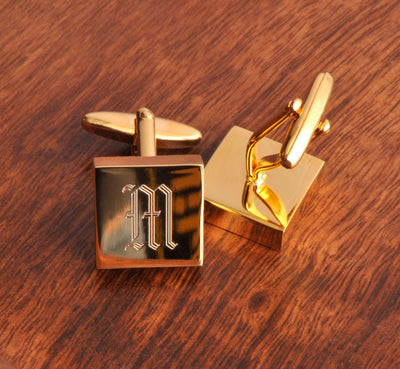 Personalized High Polish Brass Cufflinks - Monogram - - JDS