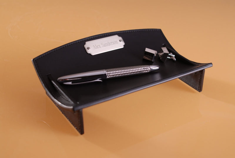 Personalized Leather Desk Caddie - - JDS