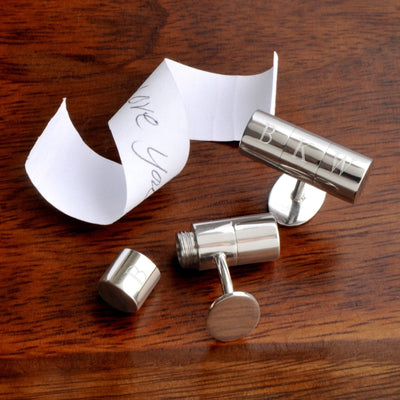 Personalized Secret Agent Hidden Note Cufflinks - - JDS