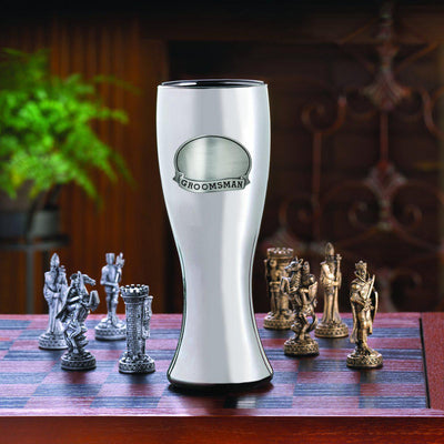 Personalized Gunmetal Pilsner w/Pewter Medallion - Groomsman - JDS