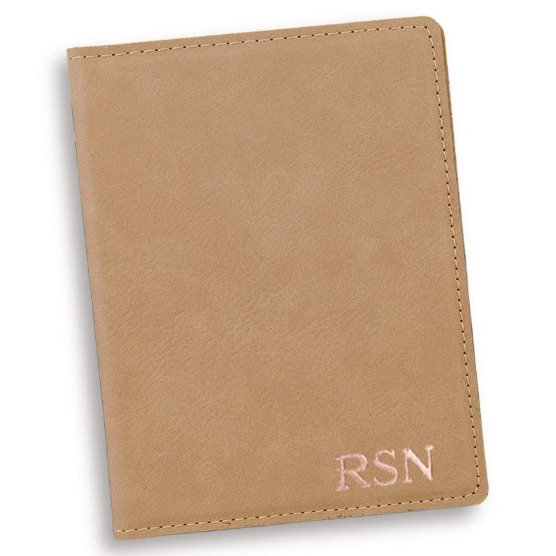 Personalized Light Brown Passport Holder - RoseGold - JDS