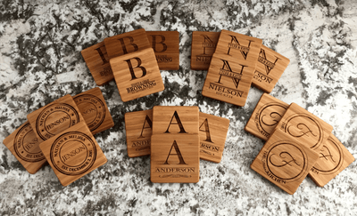 Personalized Thick Bamboo Coasters – Set of 4! – 5 Amazing Designs! - Qualtry Personalized Gifts