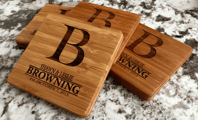 Community Wines Personalized Thick Bamboo Coasters – Set of 4