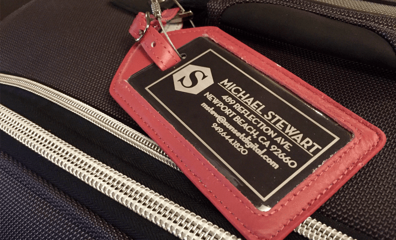 Personalized Aluminum Luggage Tags with Genuine Leather Casing - Qualtry