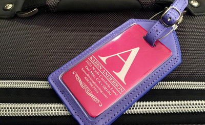 Personalized Aluminum Luggage Tags with Genuine Leather Casing - Qualtry Personalized Gifts