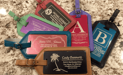 Personalized Aluminum Luggage Tags with Genuine Leather Casing