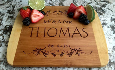Personalized Cutting Board 8.5x11 (Rounded Edge) Bamboo – 12 Designs - Qualtry