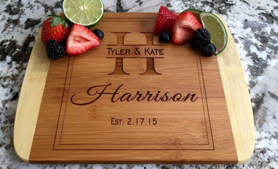 Personalized Cutting Board 8.5x11 (Rounded Edge) Bamboo – 12 Designs - Qualtry Personalized Gifts
