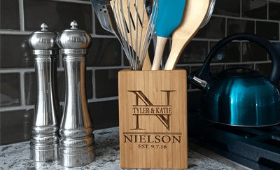 Personalized Bamboo Kitchen Utensil Holder - Qualtry Personalized Gifts