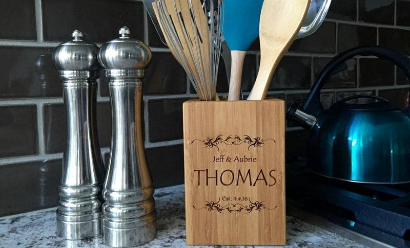 Academy Mortgage Bamboo Utensil Holder-FREE SHIP