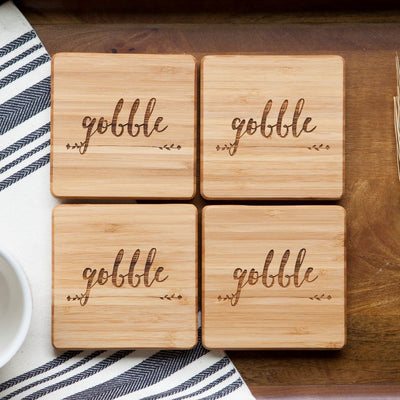 Corporate | Personalized Fall Bamboo Coasters - Set of 4