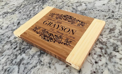 Personalized Bamboo Cutting Board 6x8 (Two Tone) - 13 Designs!