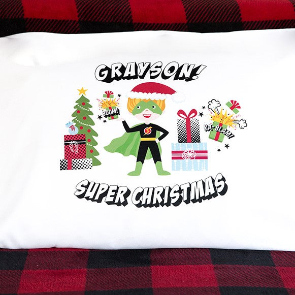 Personalized Christmas Boy Superhero Pillowcases