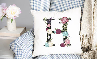 Floral Alphabet Throw Pillow Covers (Non-Custom)