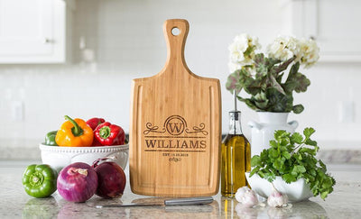 Supreme Lending - Large Handled Cutting board with Juice Grooves - Modern Collection