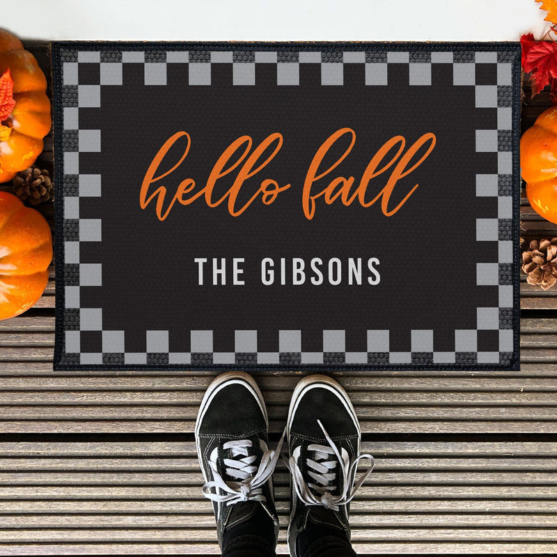 Personalized Hello Fall Autumn Door Mats