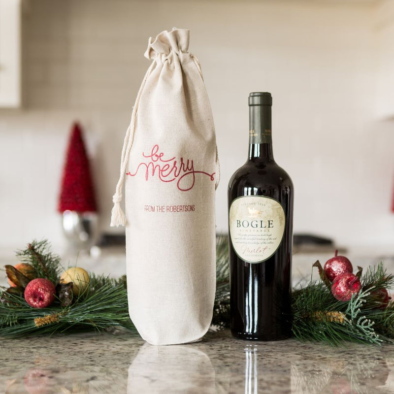 Personalized Christmas Wine Gift Bags