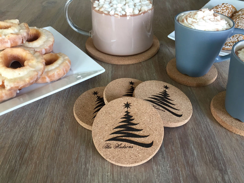 Personalized Thick Cork Coasters – Set of 4! – 6 Amazing Designs! - Qualtry Personalized Gifts