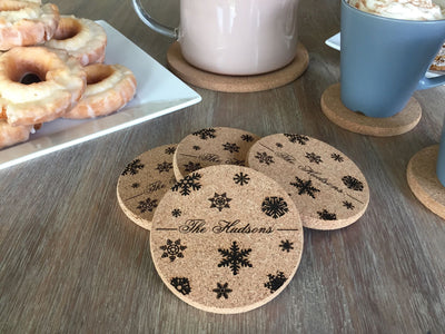 Personalized Thick Cork Coasters – Set of 4! – 6 Amazing Designs! - Qualtry Personalized Gifts