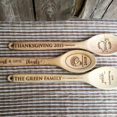 Personalized Decorative Thanksgiving Themed Wooden Spoons - 3 Amazing Designs