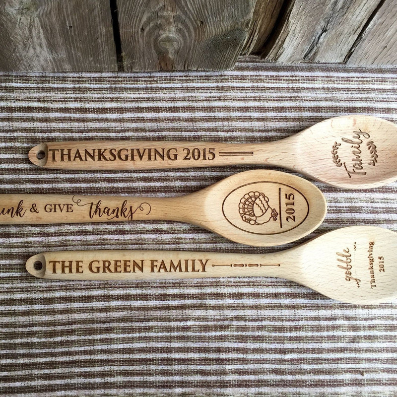 Personalized Decorative Thanksgiving Themed Wooden Spoons - 3 Amazing Designs
