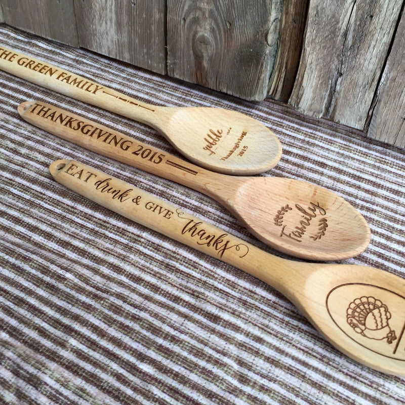 Personalized Decorative Thanksgiving Themed Wooden Spoons - 3 Amazing Designs