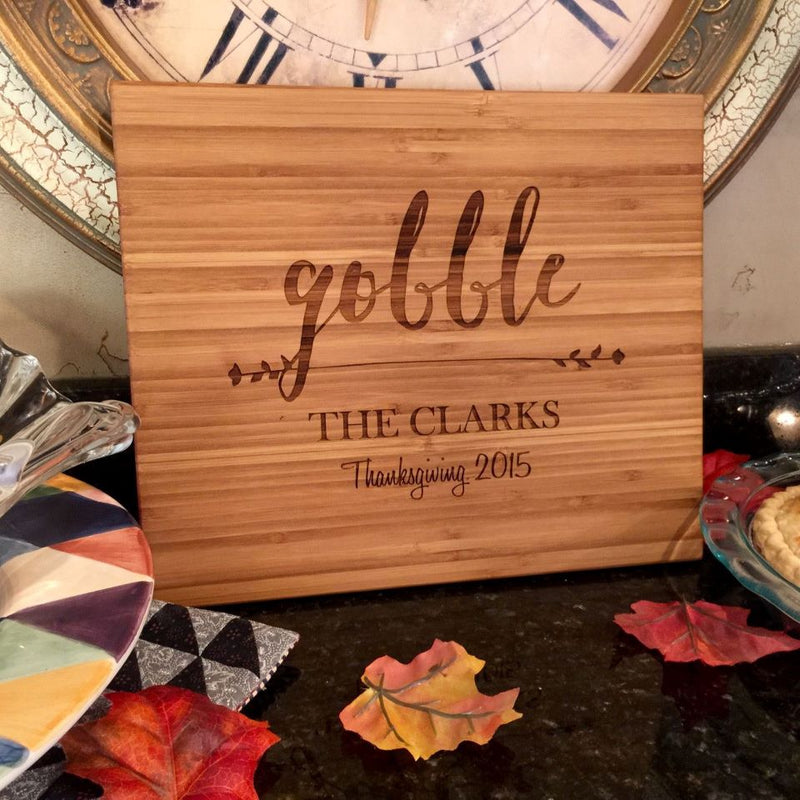Personalized Thanksgiving 11x13 bamboo Cutting  Boards - 3 Holiday Designs