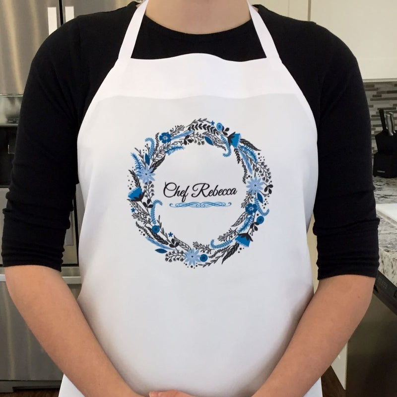 Personalized Floral Wreath Aprons