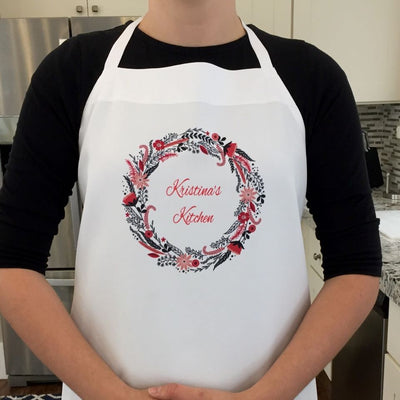 Personalized Floral Wreath Aprons