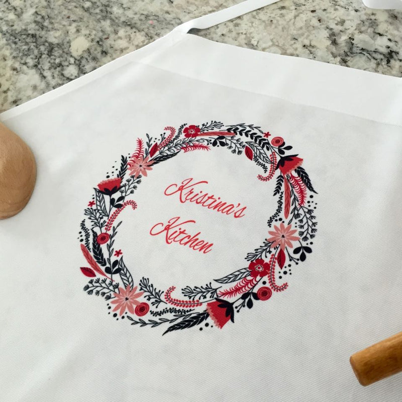 Personalized Floral Wreath Aprons
