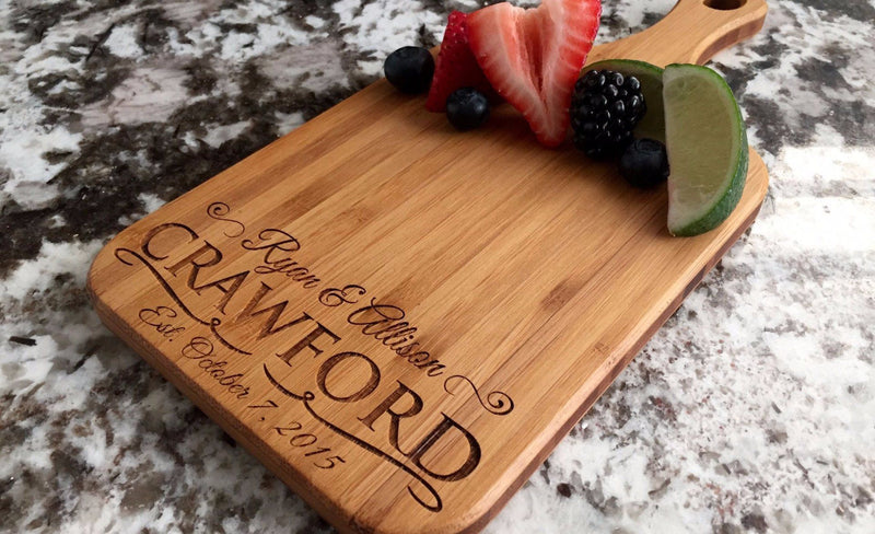 Personalized Handled Bamboo Serving Boards! 8 Amazing Designs! - Qualtry Personalized Gifts