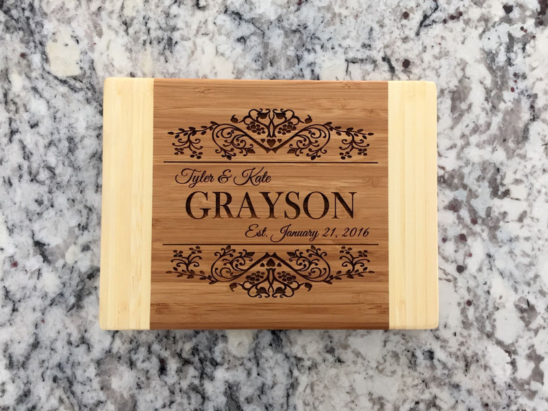 Corporate Gift Item - 6x8 Bamboo Cutting Boards(Two Tone - Square Edge)
