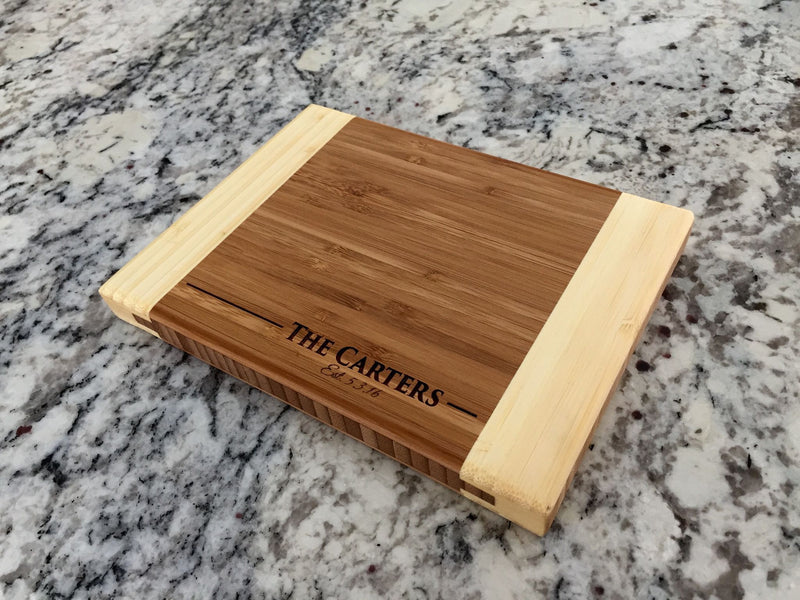 Personalized Bamboo Cutting Board 6x8 (Two Tone) - 13 Designs!