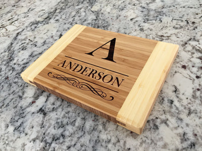Corporate Gift Item - 6x8 Bamboo Cutting Boards(Two Tone - Square Edge)