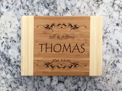 Personalized Bamboo Cutting Board 6x8 (Two Tone) - 13 Designs!