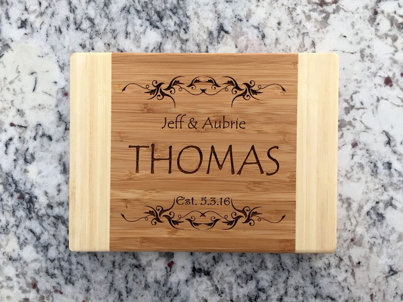 Personalized Bamboo Cutting Board 6x8 (Two Tone) - 13 Designs!