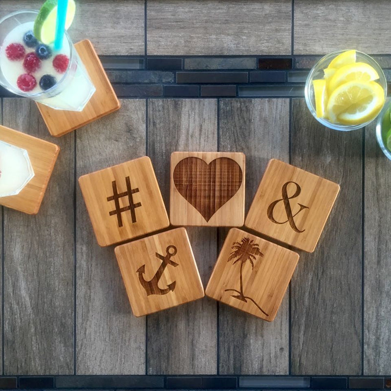 Personalized Thick Bamboo Coasters - Scrabble Letter